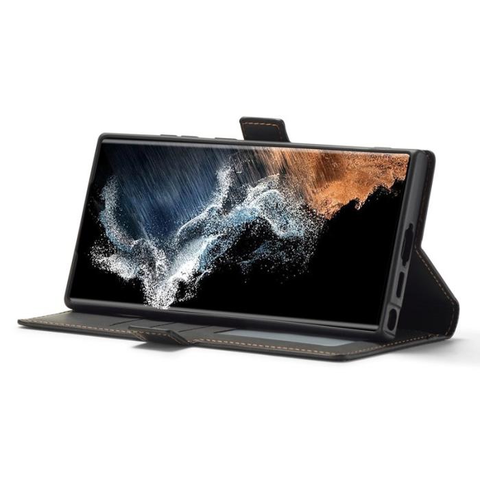 FORWENW - FORWENW Samsung Galaxy S23 Ultra Fodral Äkta läder - Svart