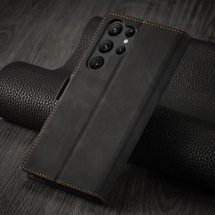 FORWENW - FORWENW Samsung Galaxy S23 Ultra Fodral Äkta läder - Svart