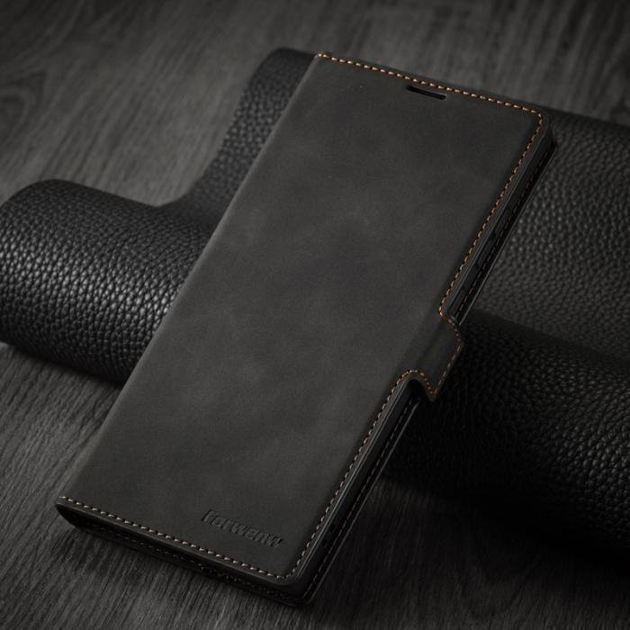 FORWENW - FORWENW Samsung Galaxy S23 Ultra Fodral Äkta läder - Svart