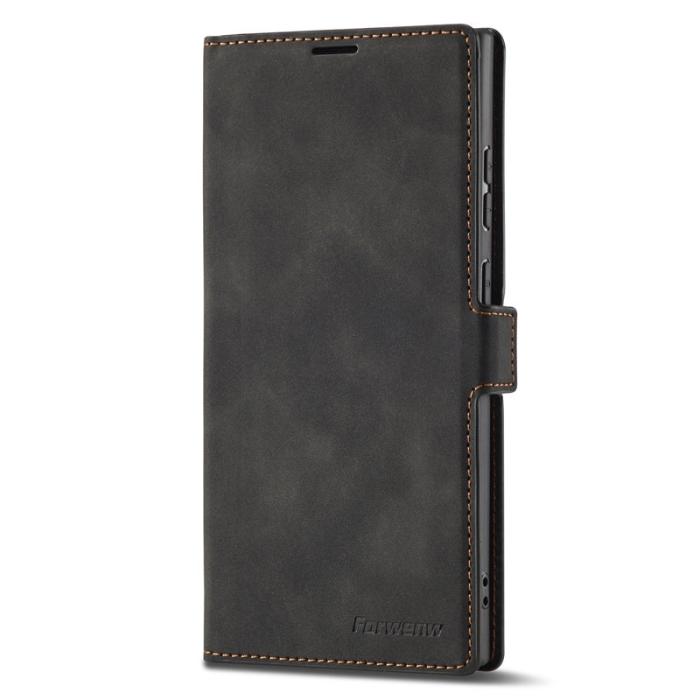 FORWENW - FORWENW Samsung Galaxy S23 Ultra Fodral Äkta läder - Svart