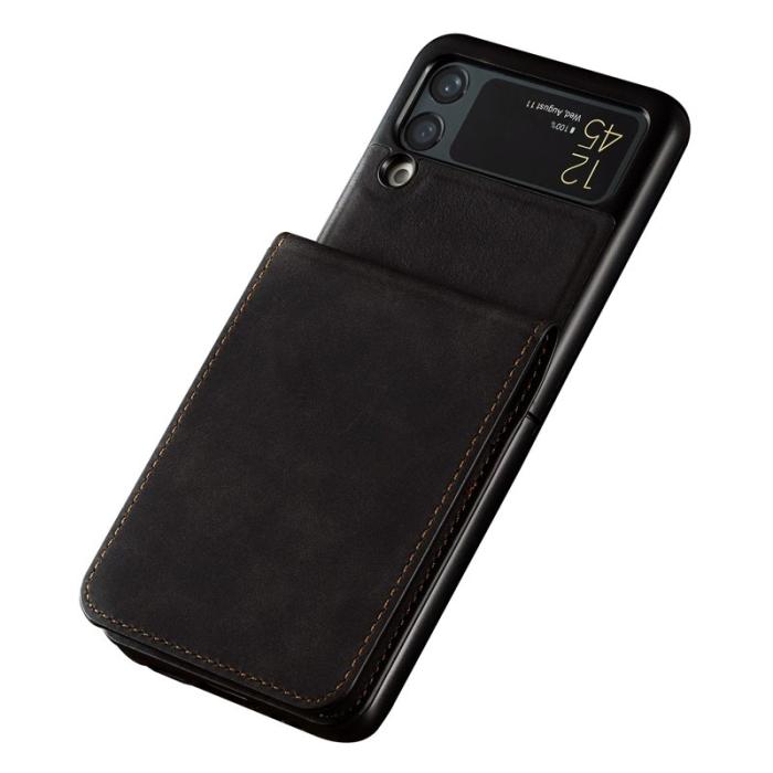 FORWENW - FORWENW Samsung Galaxy Z Flip3 Fodral Äkta läder - Svart