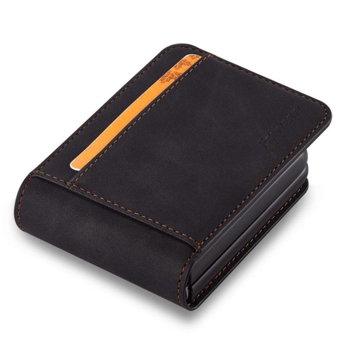 FORWENW - FORWENW Samsung Galaxy Z Flip3 Fodral Äkta läder - Svart