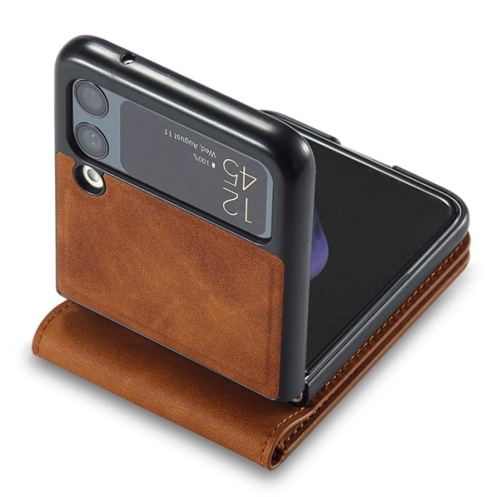 FORWENW - FORWENW Samsung Galaxy Z Flip3 Fodral PU Läder - Brun
