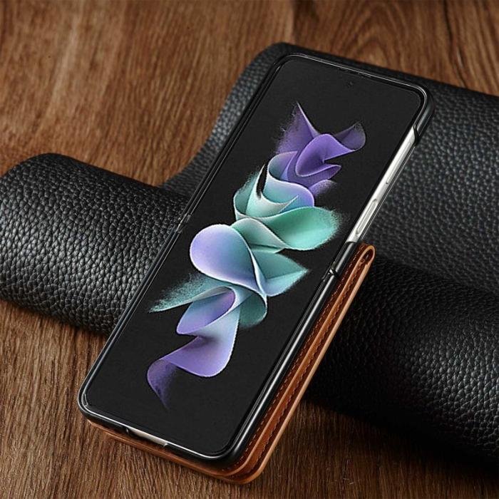FORWENW - FORWENW Samsung Galaxy Z Flip3 Fodral PU Läder - Brun