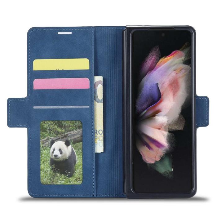 FORWENW - FORWENW Samsung Galaxy Z Fold3 5G Fodral Äkta läder - Blå