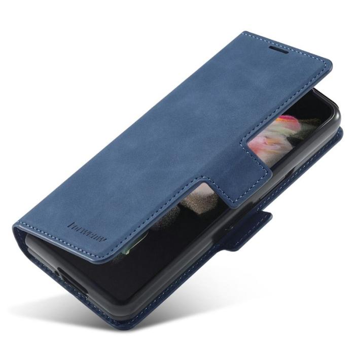 FORWENW - FORWENW Samsung Galaxy Z Fold3 5G Fodral Äkta läder - Blå
