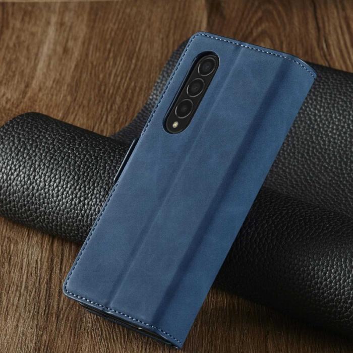 FORWENW - FORWENW Samsung Galaxy Z Fold3 5G Fodral Äkta läder - Blå