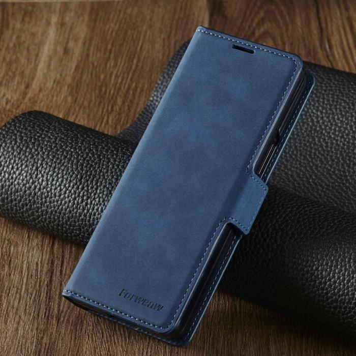 FORWENW - FORWENW Samsung Galaxy Z Fold3 5G Fodral Äkta läder - Blå