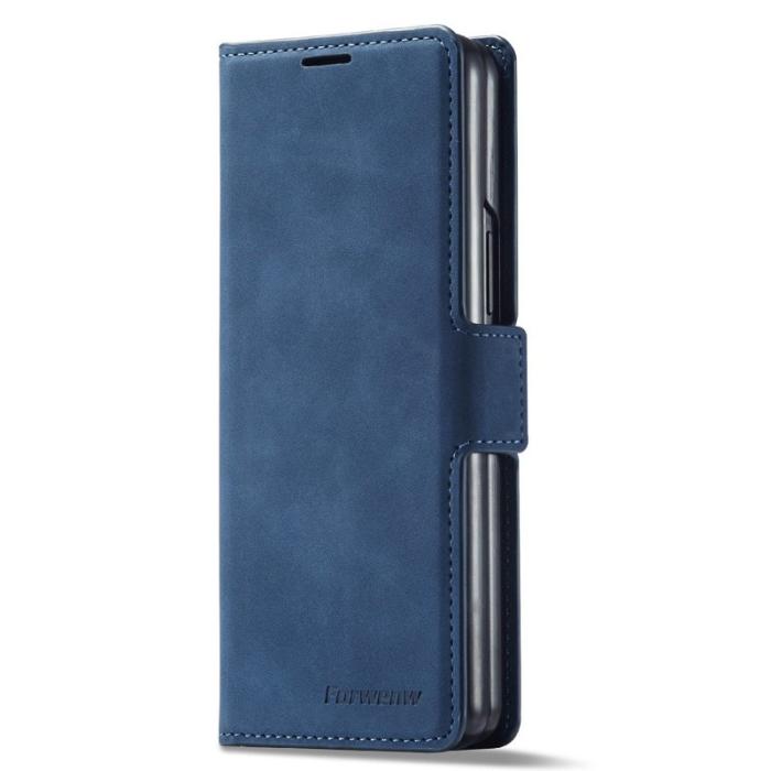 FORWENW - FORWENW Samsung Galaxy Z Fold3 5G Fodral Äkta läder - Blå