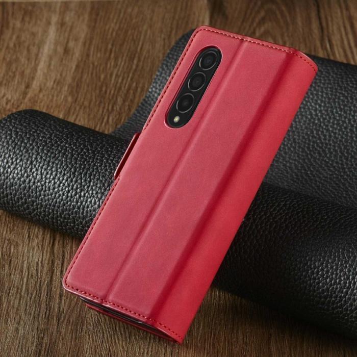 FORWENW - FORWENW Samsung Galaxy Z Fold3 5G Fodral Äkta läder - Röd