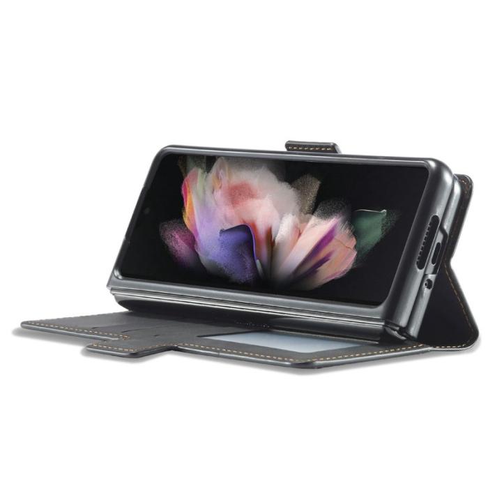 FORWENW - FORWENW Samsung Galaxy Z Fold3 5G Fodral Äkta läder - Svart