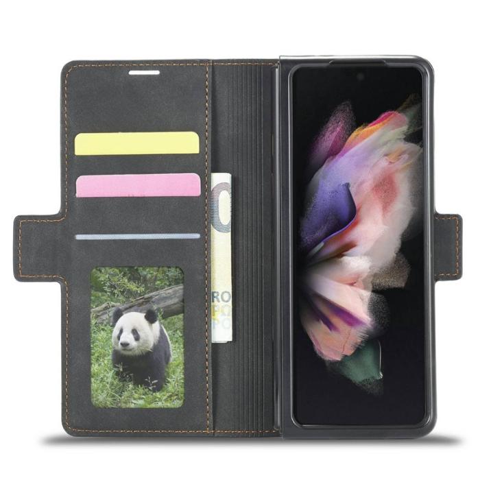FORWENW - FORWENW Samsung Galaxy Z Fold3 5G Fodral Äkta läder - Svart