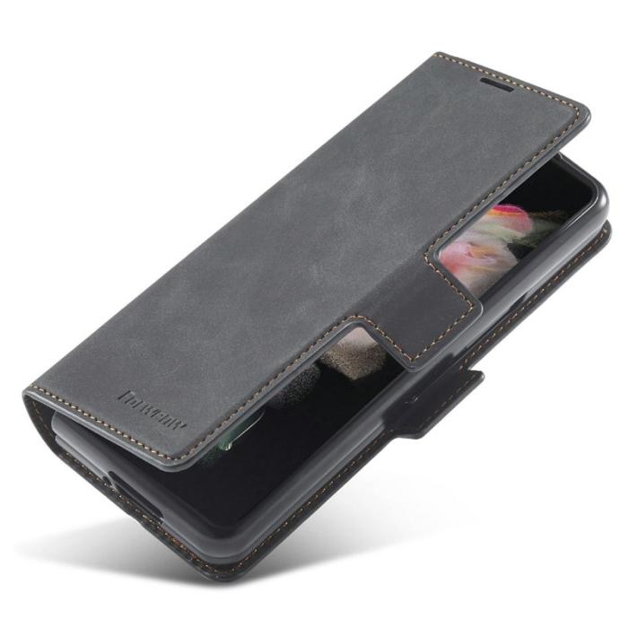 FORWENW - FORWENW Samsung Galaxy Z Fold3 5G Fodral Äkta läder - Svart