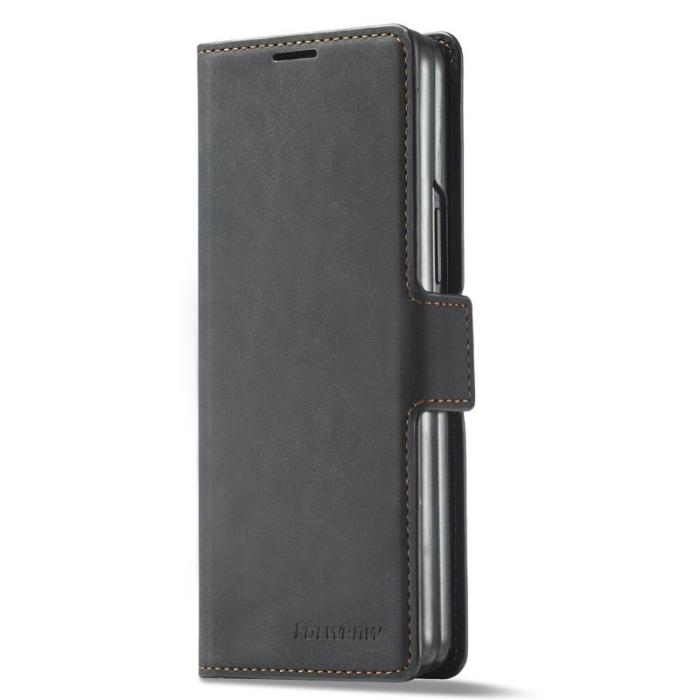FORWENW - FORWENW Samsung Galaxy Z Fold3 5G Fodral Äkta läder - Svart