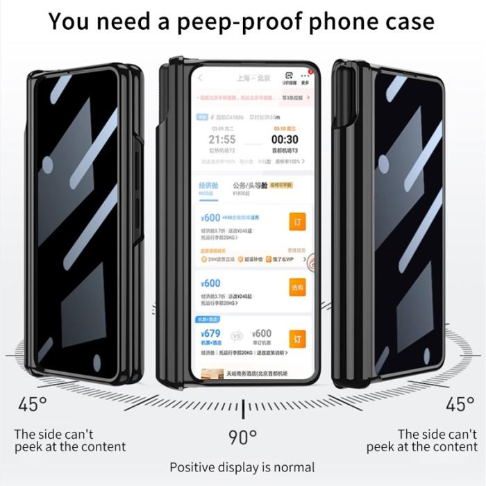 GKK - GKK Anti-Spy Slim Fodral för Samsung Galaxy Z Fold4 - Grå