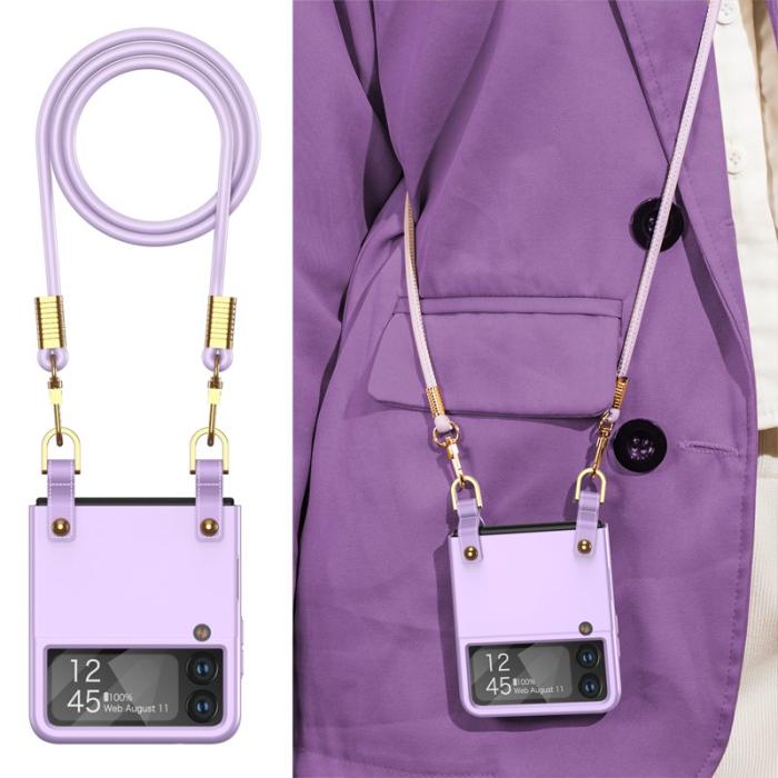 GKK - GKK Crossbody Fodral för Samsung Galaxy Z Flip4 - Äkta läder - Lila