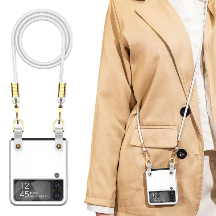 GKK - GKK Crossbody Fodral för Samsung Galaxy Z Flip4 - Äkta läder - Vit