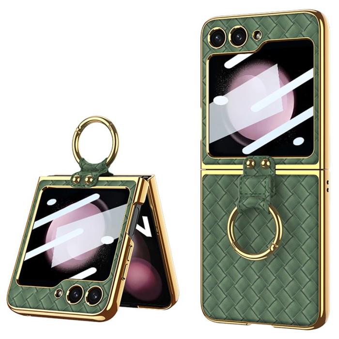 GKK - GKK för Samsung Galaxy Z Flip5 Fodral Äkta läder - Grön