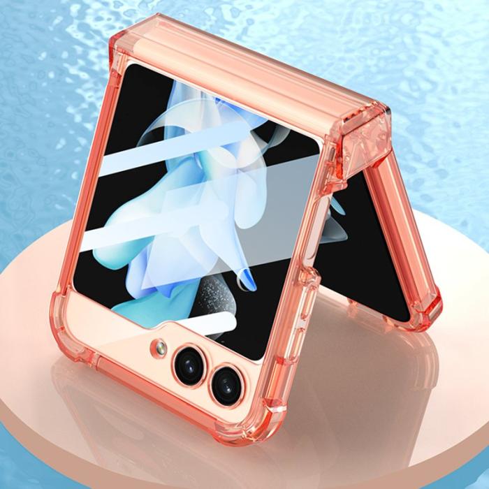 GKK - GKK för Samsung Galaxy Z Flip5 Fodral TPU med Glasfilm - Transparent Lila