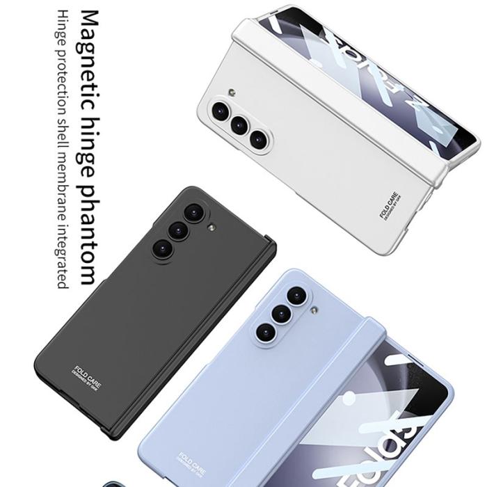 GKK - GKK Fodral för Samsung Galaxy Z Fold5 - Hård PC - Äkta läder - Vit