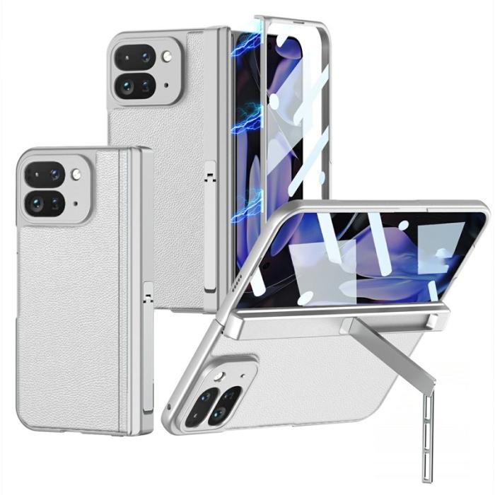 GKK - GKK Google Pixel 10 Pro Fodral - Magnetisk - Äkta läder - Silver