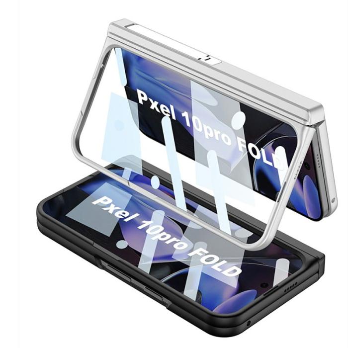 GKK - GKK Google Pixel 10 Pro Fodral - Magnetisk - Äkta läder - Silver