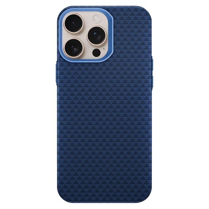 GKK - GKK iPhone 16 Pro Fodral Woven Texture - Metall + PC - Blå