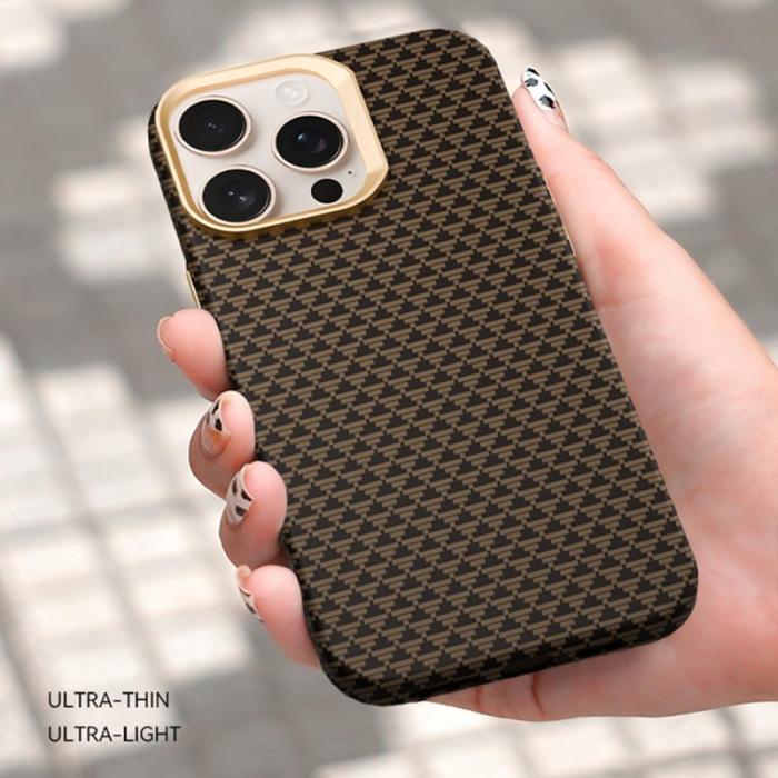 GKK - GKK iPhone 16 Pro Fodral Woven Texture - Metall + PC - Blå