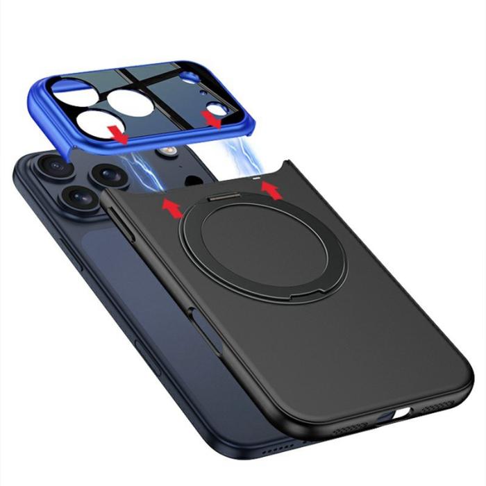 GKK - GKK iPhone 17 Pro Fodral Detachable Kamera Ram Kontrast - Orange / Svart