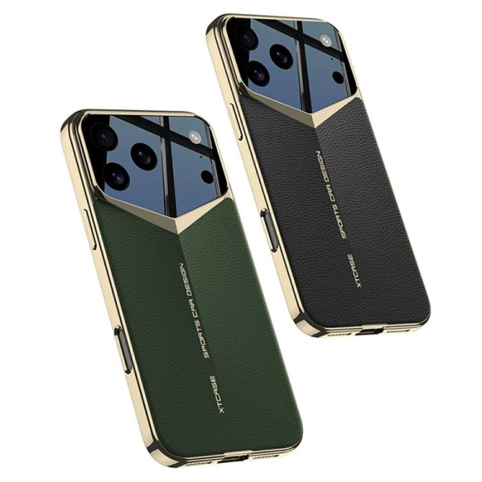 GKK - GKK iPhone 17 Pro Fodral Matte Läder Coated PC - Grå