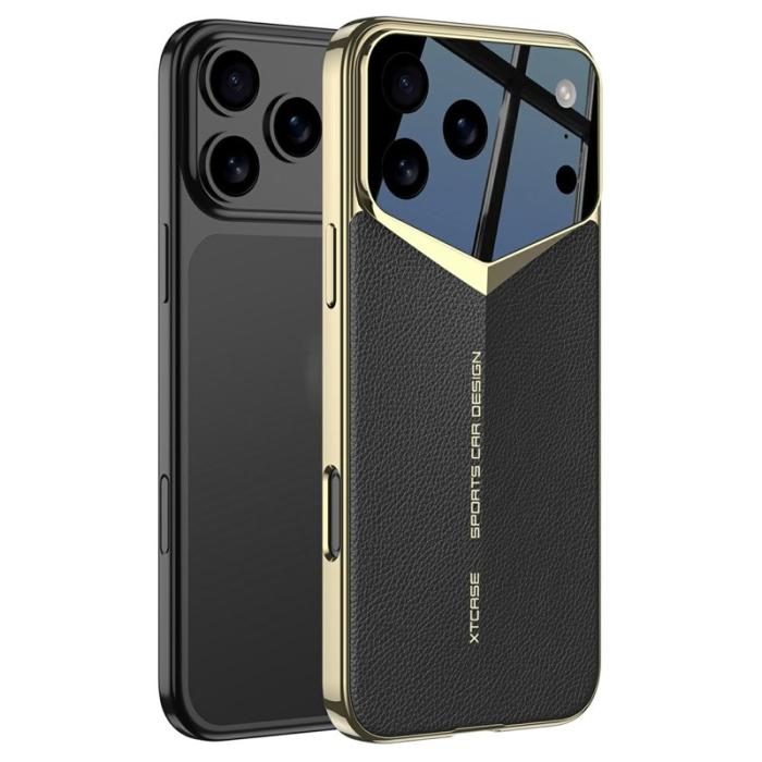 GKK - GKK iPhone 17 Pro Fodral Matte Läderbelagd PC - Svart