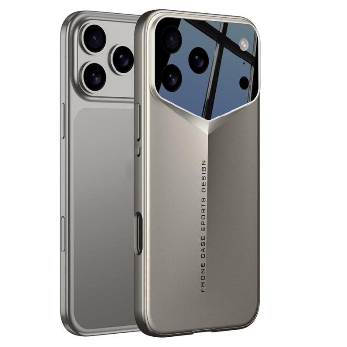 GKK - GKK iPhone 17 Pro Fodral Slim Hard PC - Äkta läder - Titanium Grey