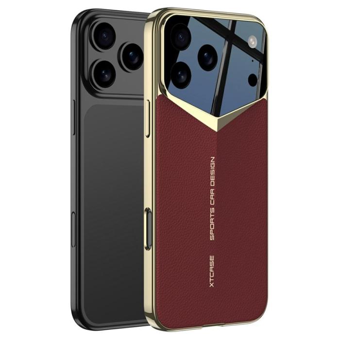 GKK - GKK iPhone 17 Pro Max Fodral Äkta läder - Vinröd