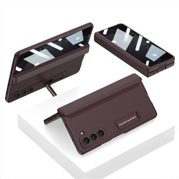 GKK - GKK Kickstand Fodral för Samsung Galaxy Z Fold5 - Äkta läder - Vinröd