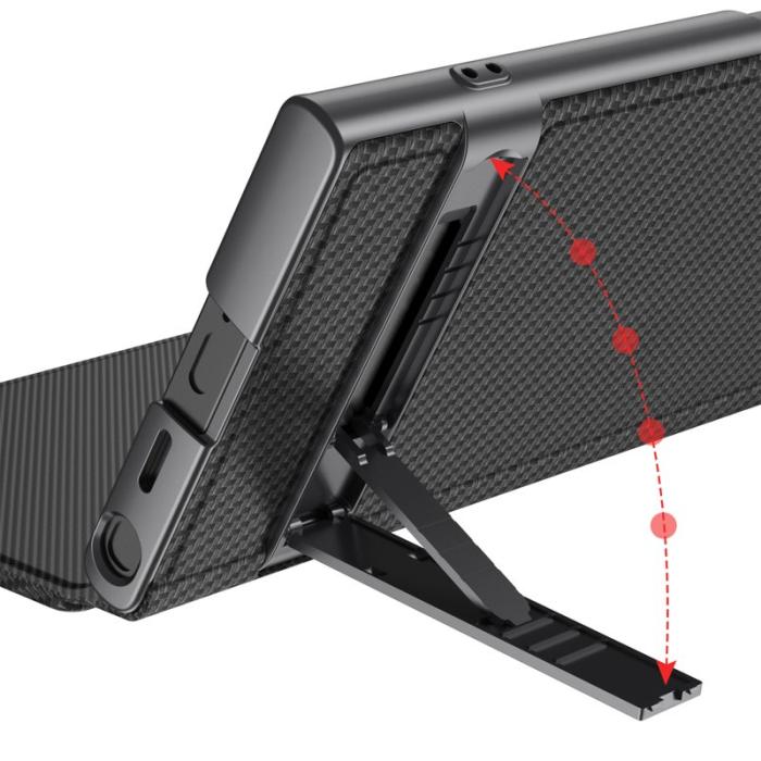 GKK - GKK Samsung Galaxy S23 Ultra Flip Fodral Äkta läder - Kolfiber