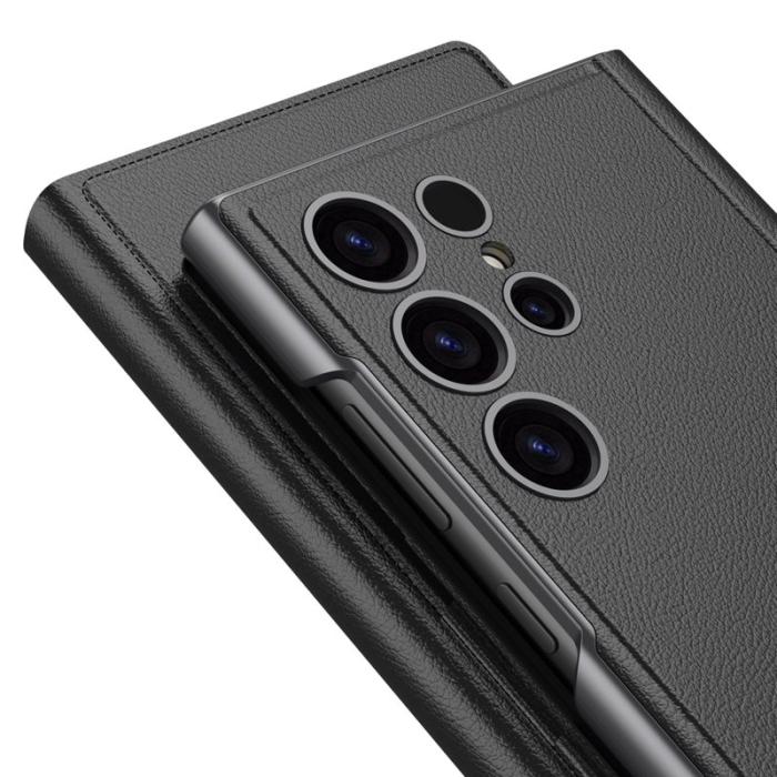 GKK - GKK Samsung Galaxy S23 Ultra Flip Fodral Äkta läder - Lila