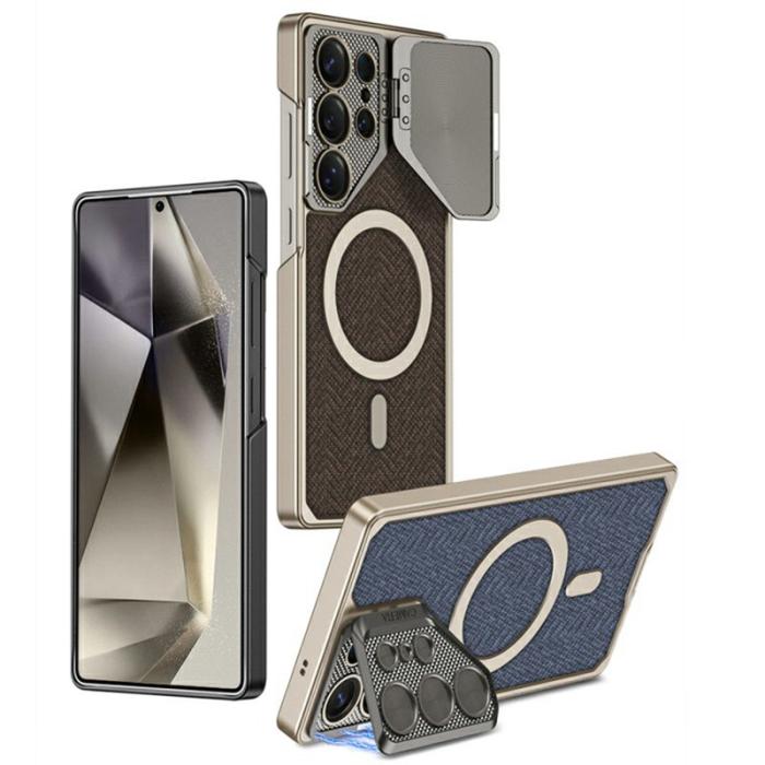 GKK - GKK Samsung Galaxy S23 Ultra Fodral Äkta läder - Blå