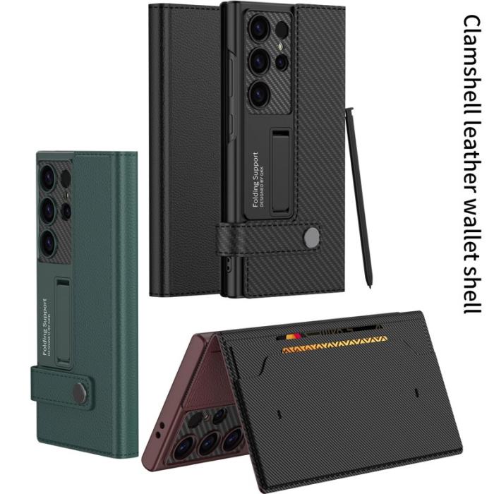 GKK - GKK Samsung Galaxy S23 Ultra Fodral Äkta läder - Grön