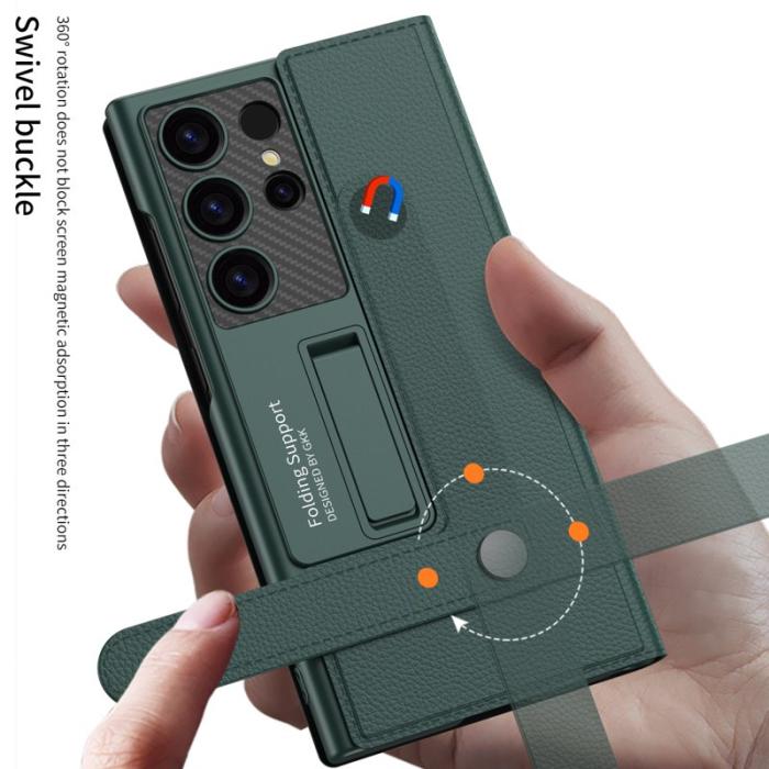 GKK - GKK Samsung Galaxy S23 Ultra Fodral Äkta läder - Grön