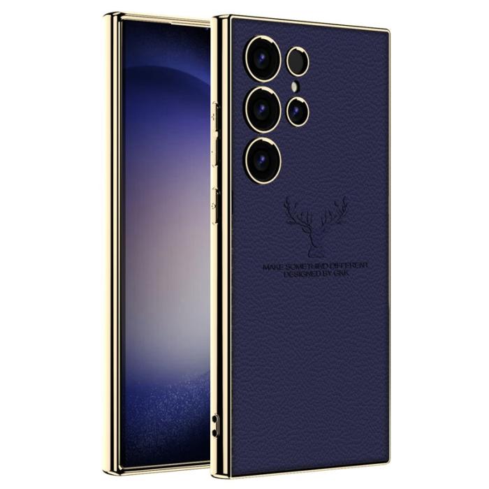 GKK - GKK Samsung Galaxy S23 Ultra Fodral - Äkta läder - Lila