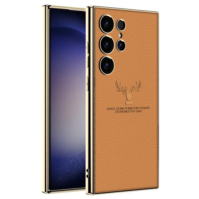 GKK - GKK Samsung Galaxy S23 Ultra Fodral Äkta läder - Orange