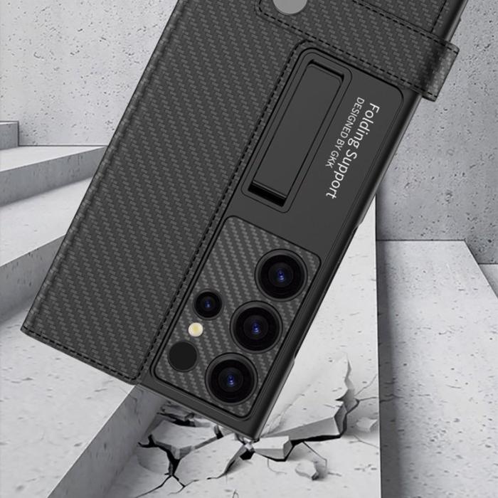 GKK - GKK Samsung Galaxy S23 Ultra Fodral Äkta läder - Svart