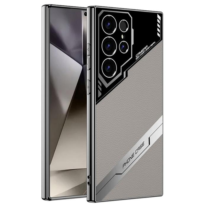 GKK - GKK Samsung Galaxy S23 Ultra Fodral Äkta läder - Titanium Grey