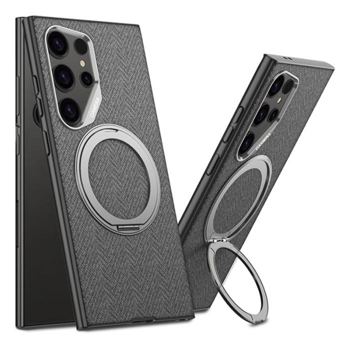 GKK - GKK Samsung Galaxy S23 Ultra Fodral - PC + TPU + Klädd - Grå