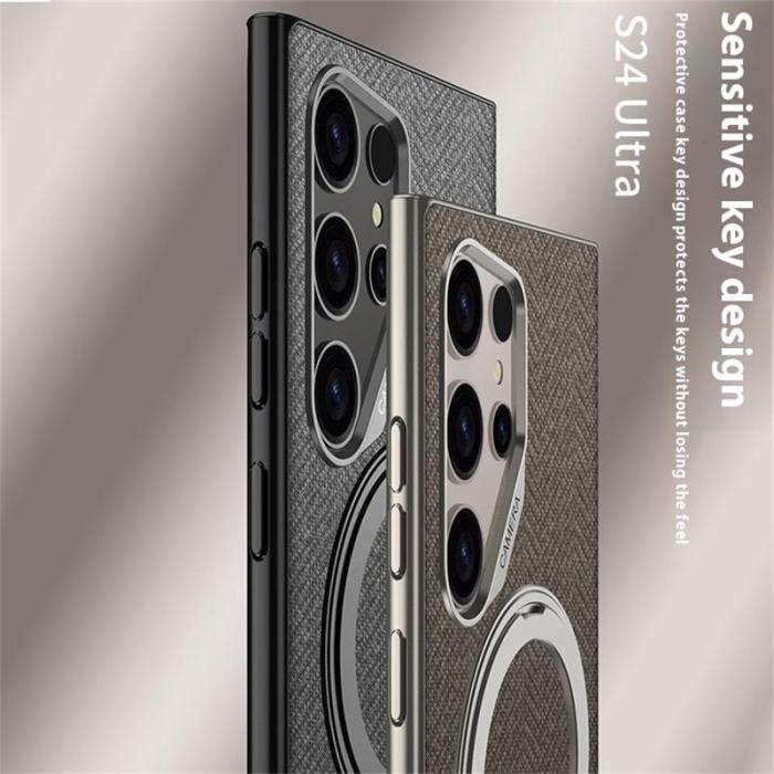 GKK - GKK Samsung Galaxy S23 Ultra Fodral - PC + TPU + Klädd - Grå