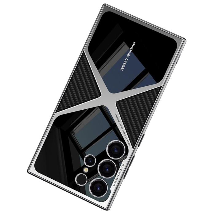 GKK - GKK Samsung Galaxy S23 Ultra Fodral PU Läder - Kolfiber - Svart