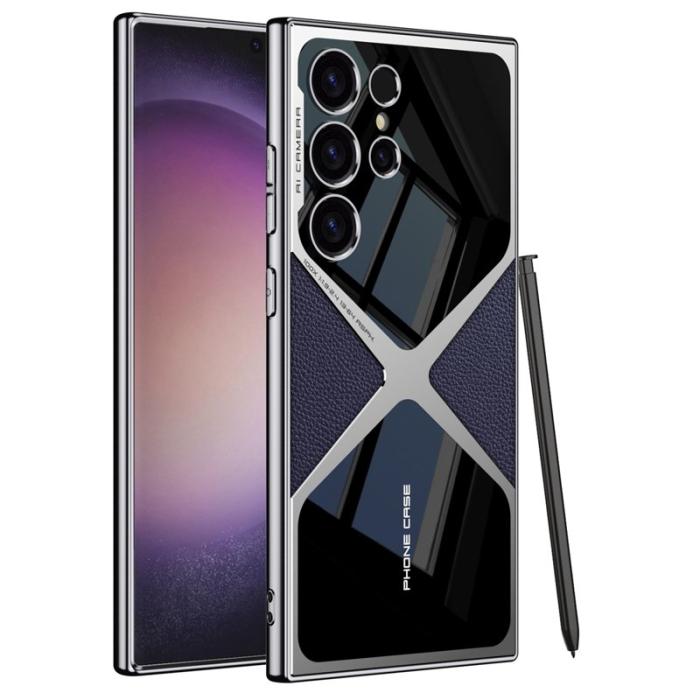 GKK - GKK Samsung Galaxy S23 Ultra Fodral - PU Läder + PC - Titanium Lila