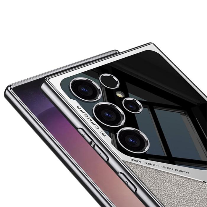 GKK - GKK Samsung Galaxy S23 Ultra Fodral - PU Läder + PC - Titanium Lila