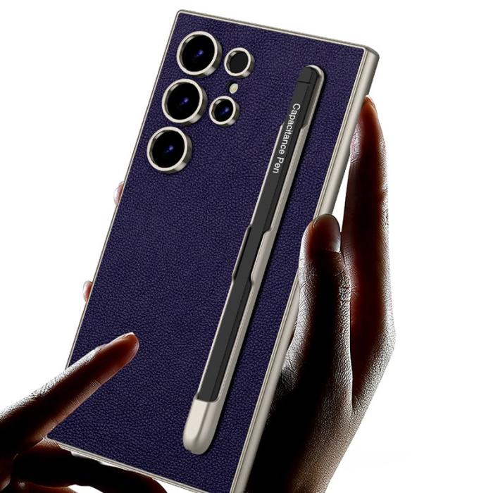 GKK - GKK Samsung Galaxy S23 Ultra Fodral - PU + TPU - Kolfiber - Svart