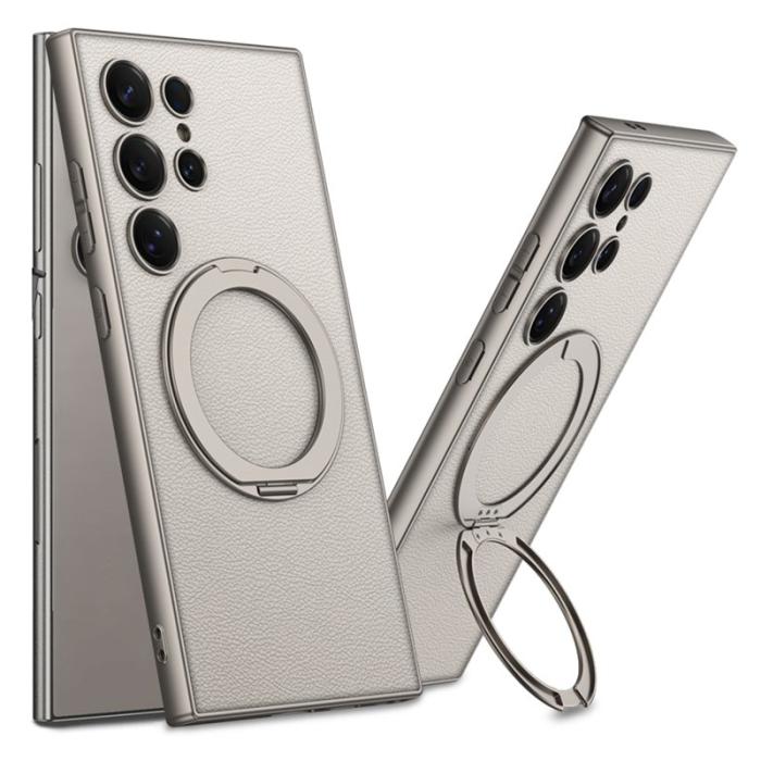 GKK - GKK Samsung Galaxy S23 Ultra Fodral PU + TPU + PC - Grå